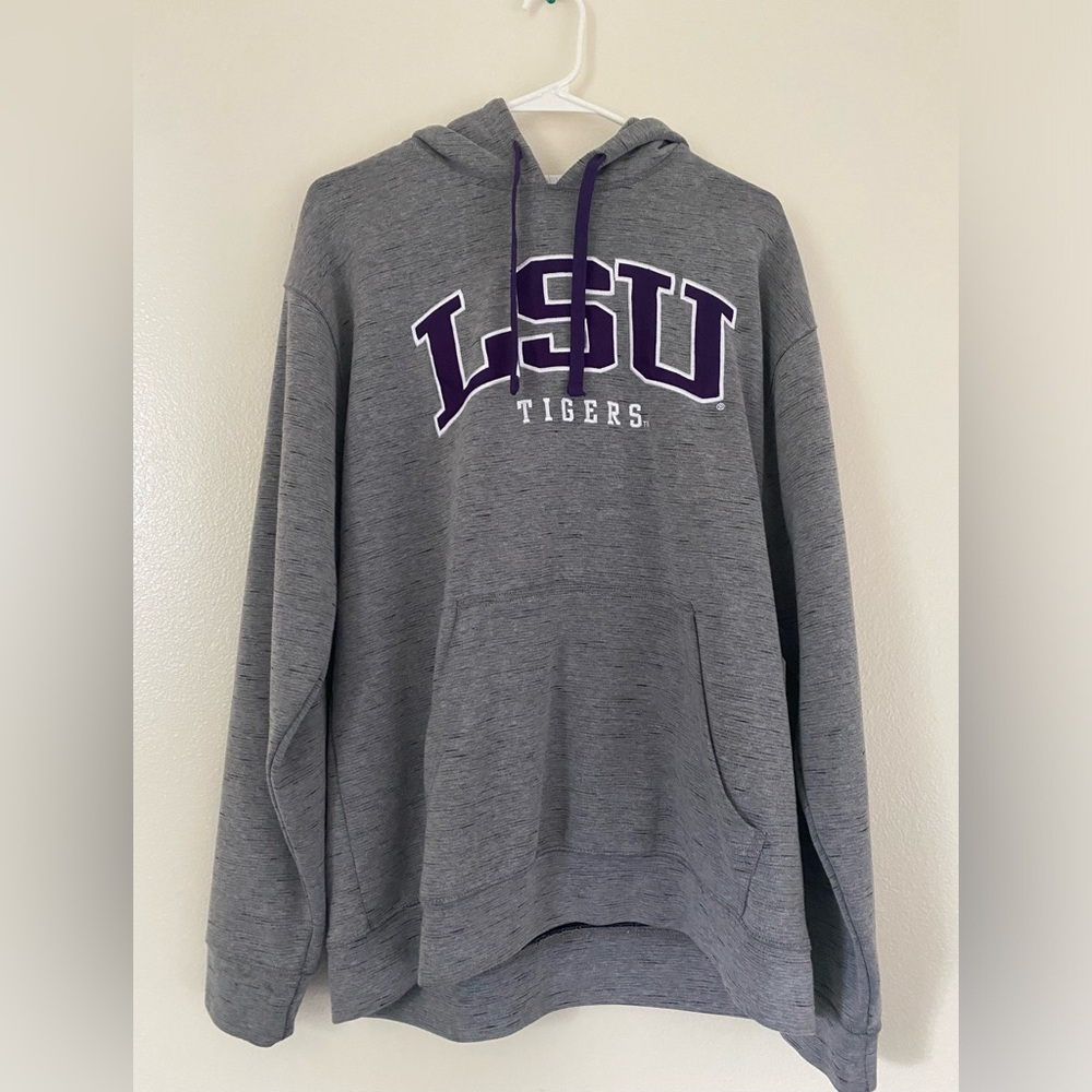 LSU Tigers Champion Hoodie Men's Large Pullover Sweatshirt Gray College Sewn